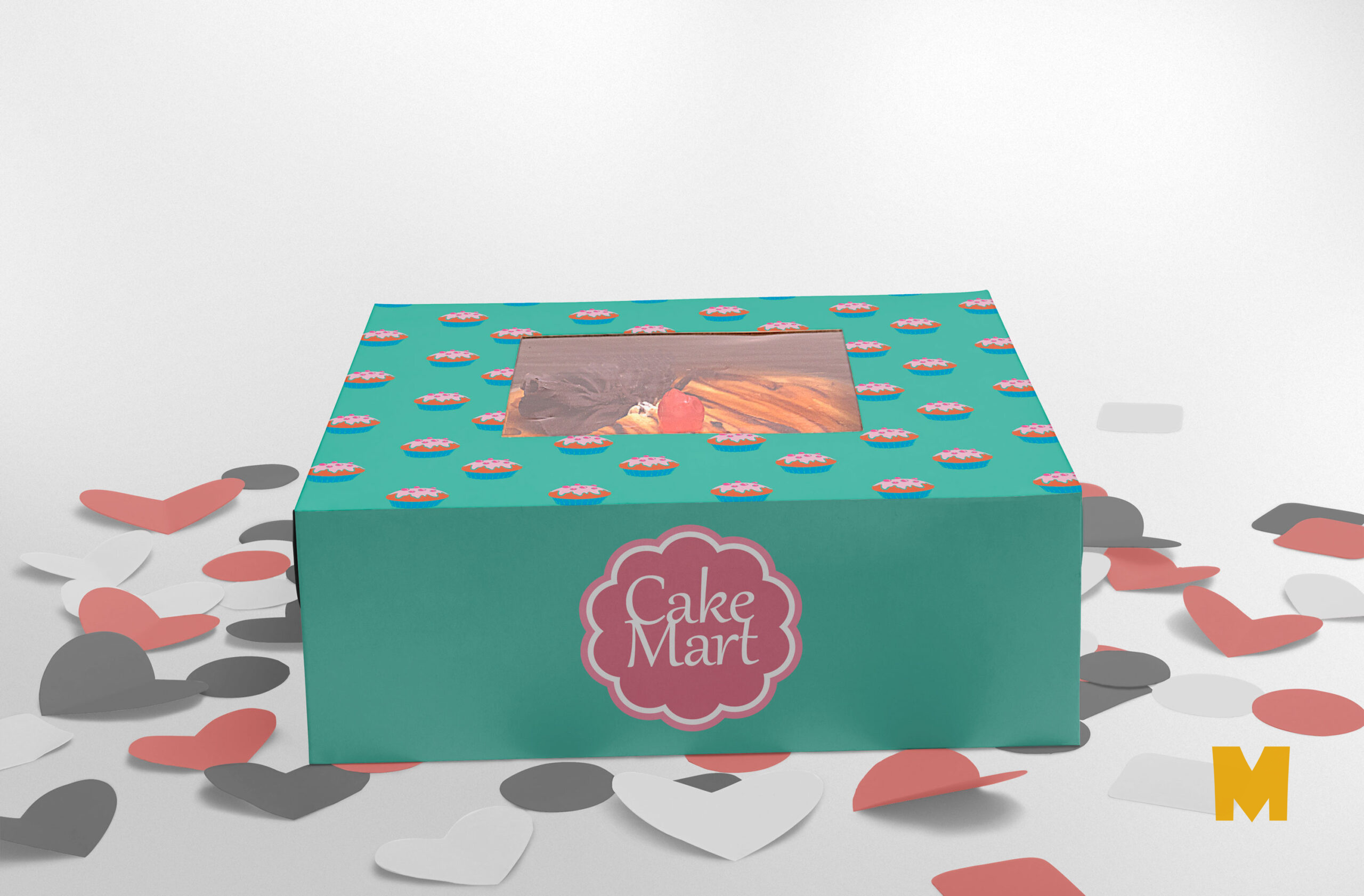 Free Cake Packaging Box Mockup