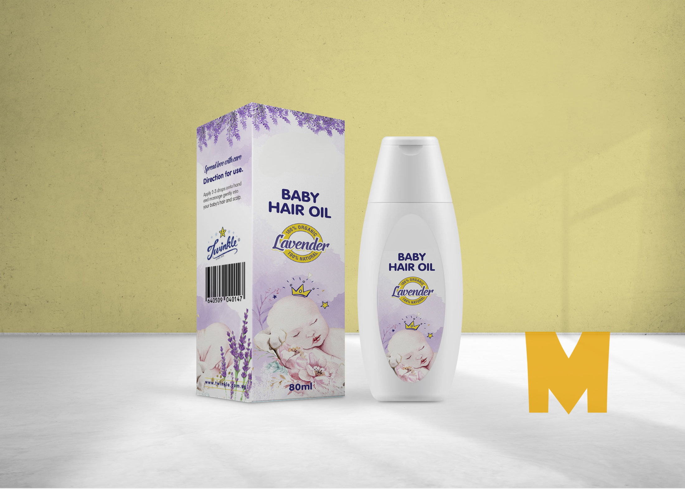 Baby Lavender Hair Oil Packaging Mockup